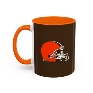 Cleveland Browns Helmet Accent Coffee Mug — Brown & Orange NFL Fan Gift (11/15oz)