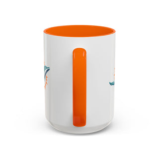 Miami Dolphins Accent Coffee Mug — NFL Team Logo Orange Interior & Handle