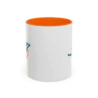 Miami Dolphins Accent Coffee Mug — NFL Team Logo Orange Interior & Handle