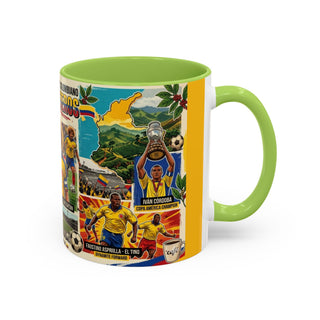 Colombian Football Legends Mug | Los Cafeteros Soccer Collage Coffee Mug