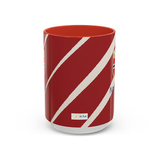 Norway Crest Accent Coffee Mug | Norwegian Flag Stripe Ceramic