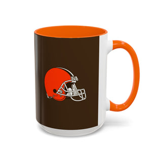 Cleveland Browns Helmet Accent Coffee Mug — Brown & Orange NFL Fan Gift (11/15oz)