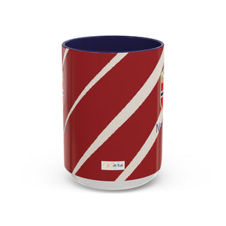 Norway Crest Accent Coffee Mug | Norwegian Flag Stripe Ceramic