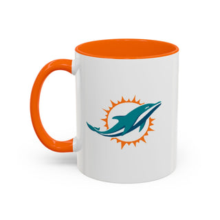 Miami Dolphins Accent Coffee Mug — NFL Team Logo Orange Interior & Handle