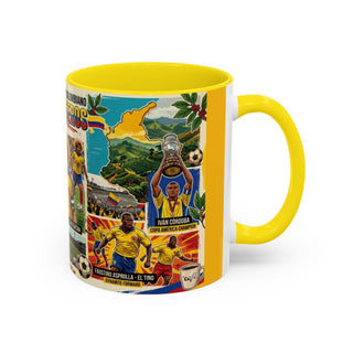 Colombian Football Legends Mug | Los Cafeteros Soccer Collage Coffee Mug