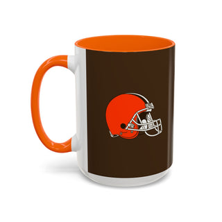Cleveland Browns Helmet Accent Coffee Mug — Brown & Orange NFL Fan Gift (11/15oz)